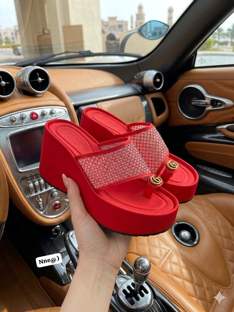 Premium Rhinestone Platform Wedge Sandals - Image 2