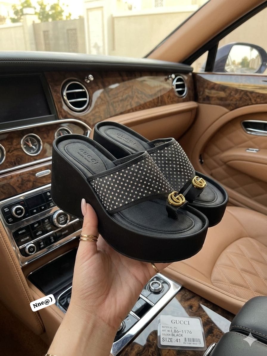 Premium Rhinestone Platform Wedge Sandals - Image 3