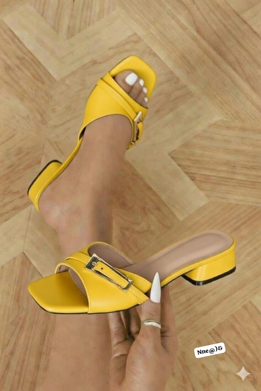 Zara Style Premium Metallic Gold Low-Heel Sandals - Image 2
