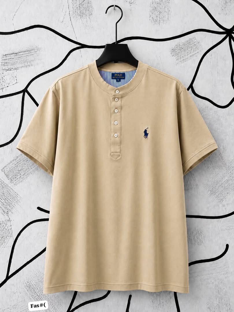 Polo Ralph Lauren Premium Brown Henley Short-Sleeve Shirt