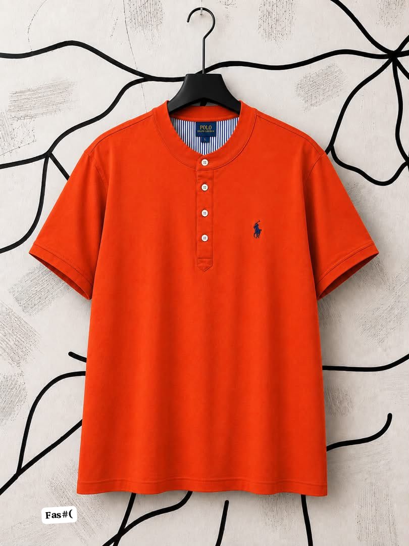Polo Ralph Lauren Premium Orange Henley Short-Sleeve Shirt