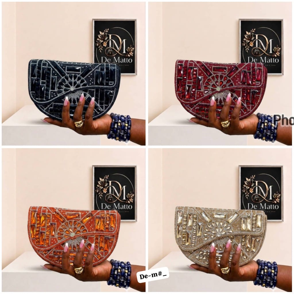 Premium Crystal Mosaic Half-Moon Evening Clutch - Image 3