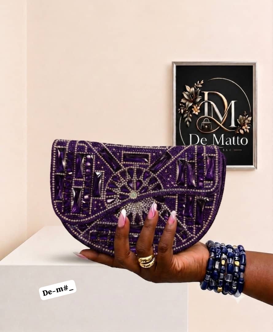 Premium Crystal Mosaic Half-Moon Evening Clutch - Image 2