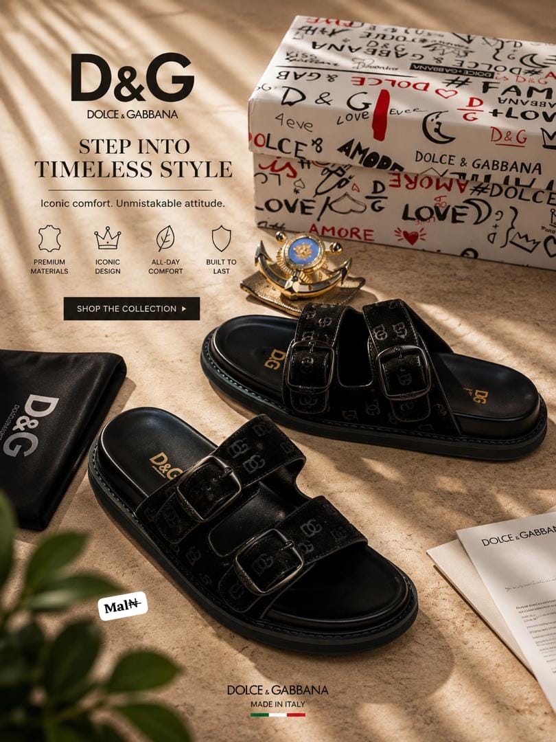 Dolce & Gabbana Men’s Suede Double-Strap Slides - Image 2