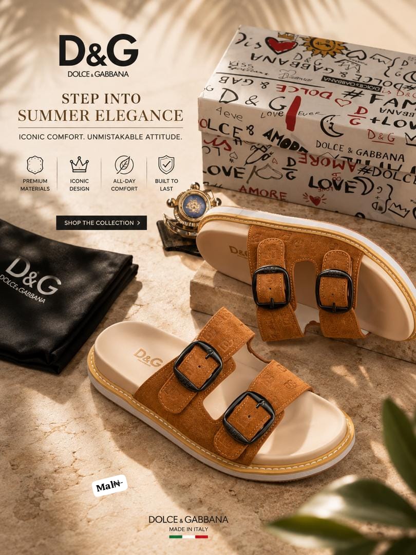 Dolce & Gabbana Men’s Suede Double-Strap Slides