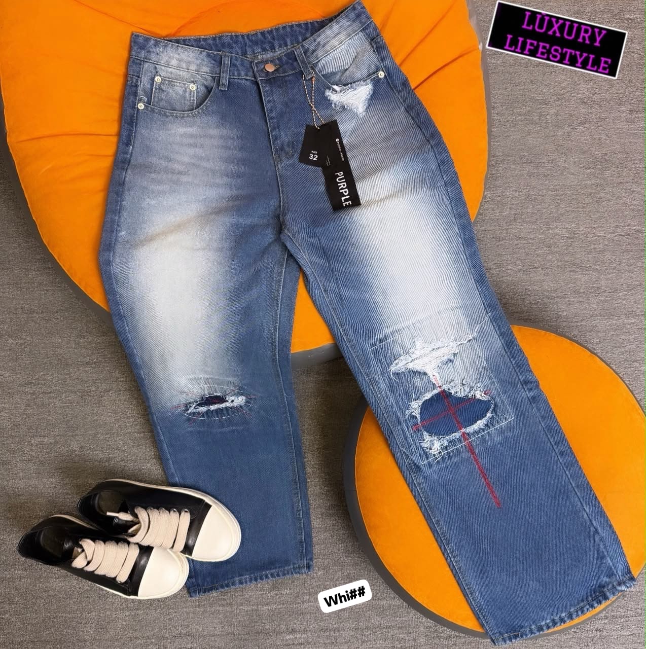 Premium Men’s Distressed Knee Relaxed Jeans