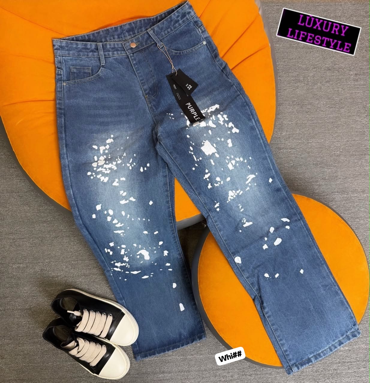 Premium Men’s Distressed Painter Splatter Relaxed Jeans