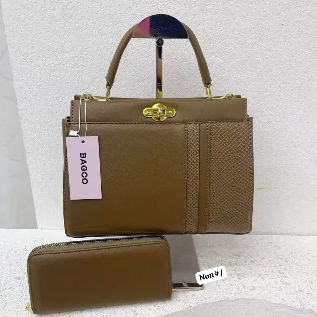 Premium Textured Panels Leather Satchel Bag and Wallet Set - Image 3