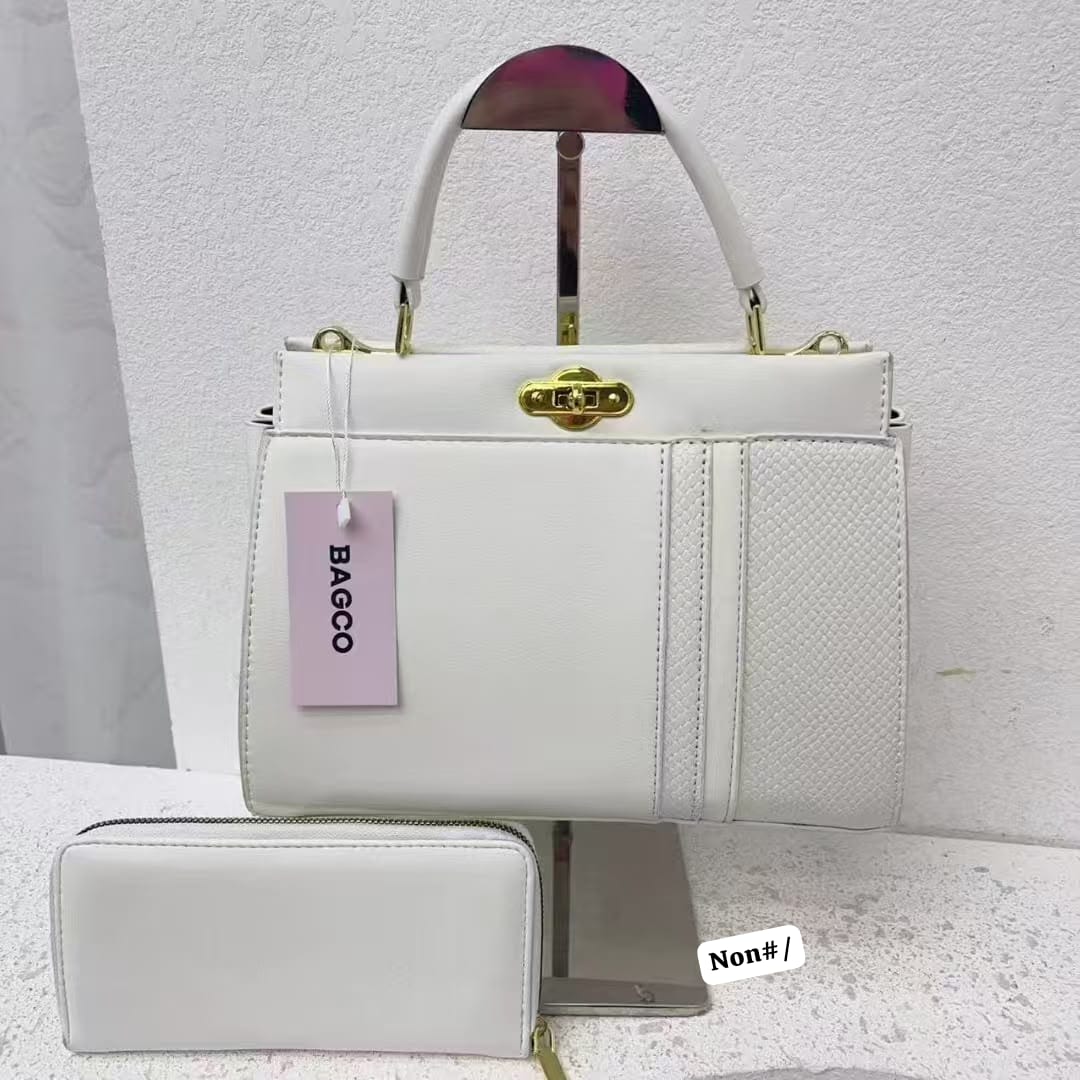 Premium Textured Panels Leather Satchel Bag and Wallet Set - Image 2