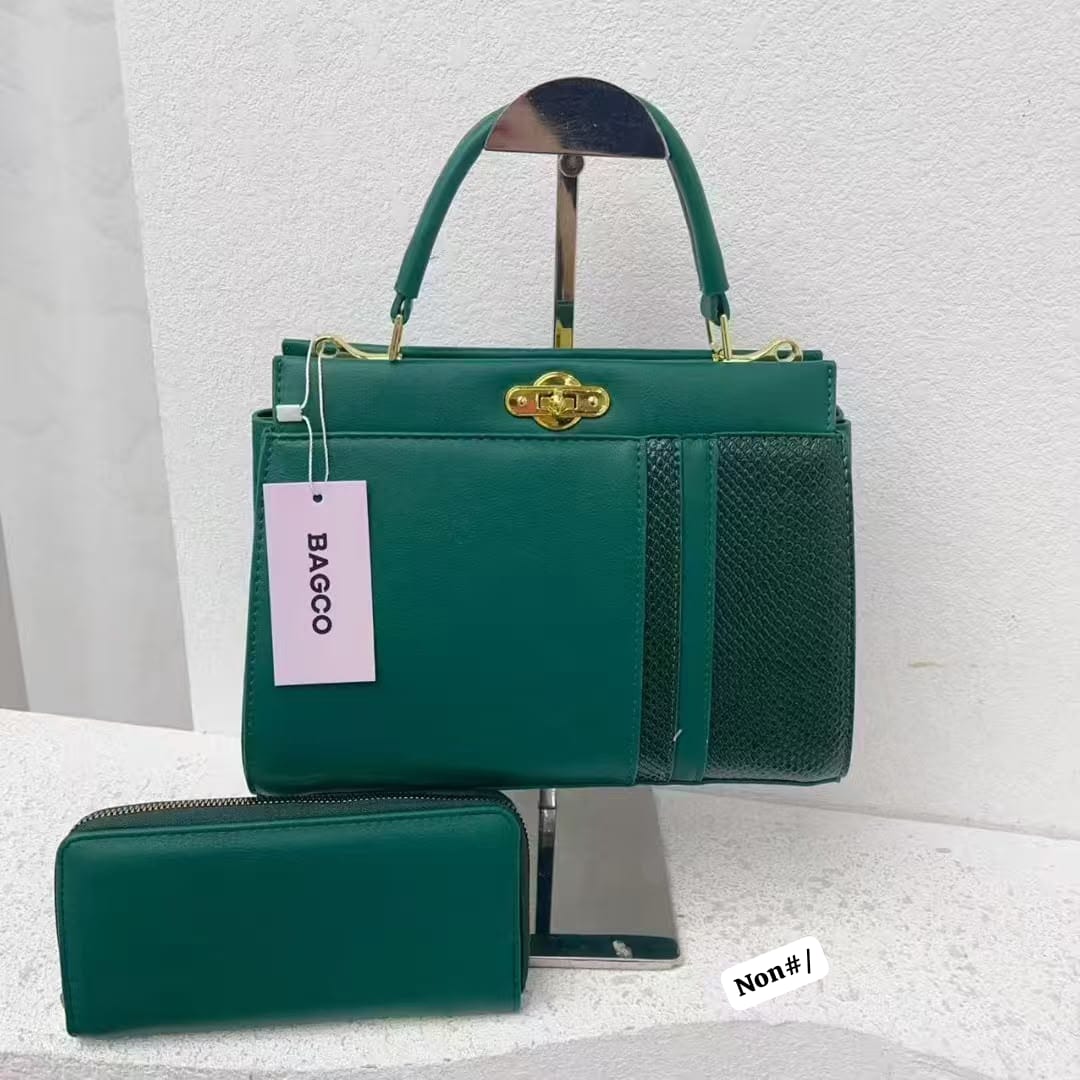 Premium Textured Panels Leather Satchel Bag and Wallet Set