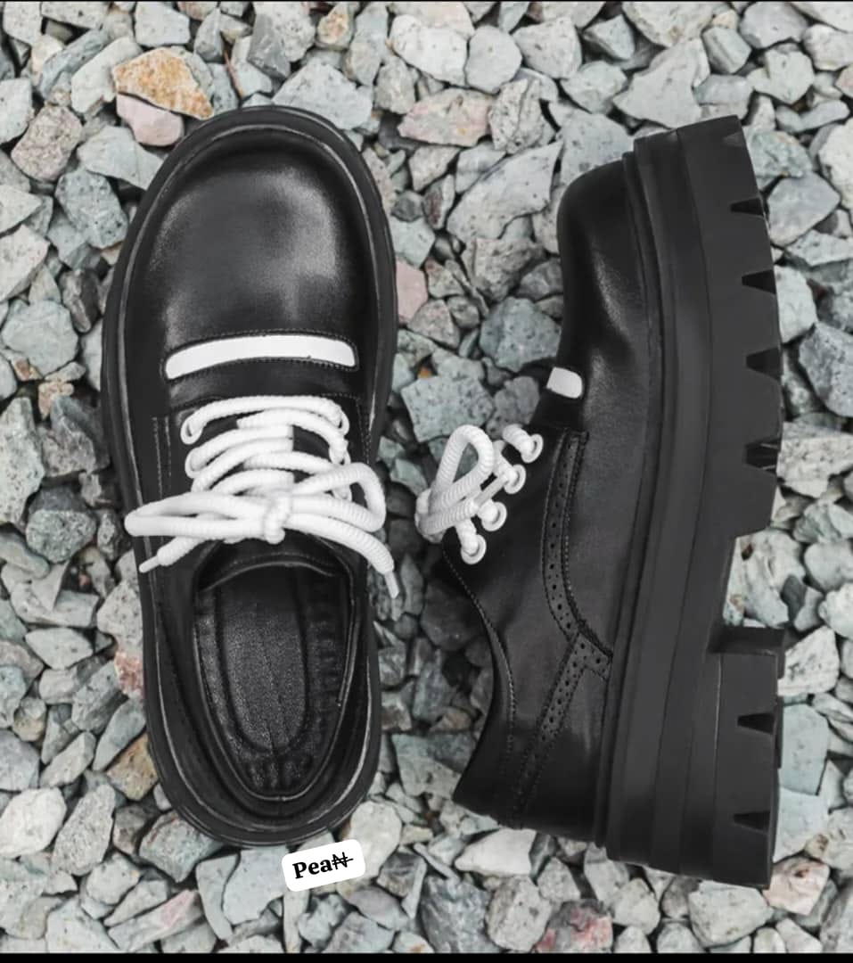 Premium Men’s Black Leather Chunky Platform Oxfords