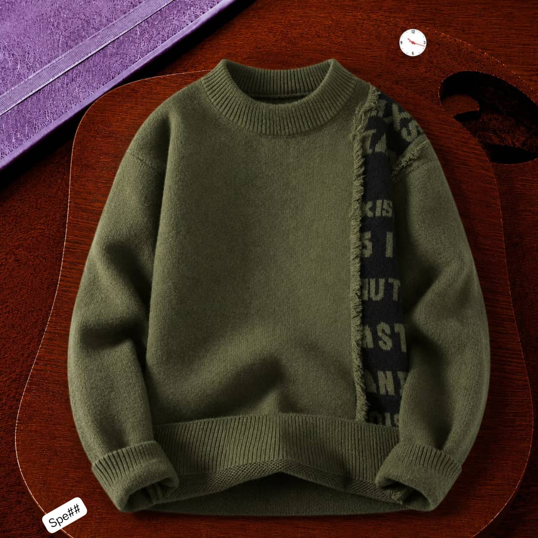 Premium Heavyweight Deconstructed Typography Knit Sweater