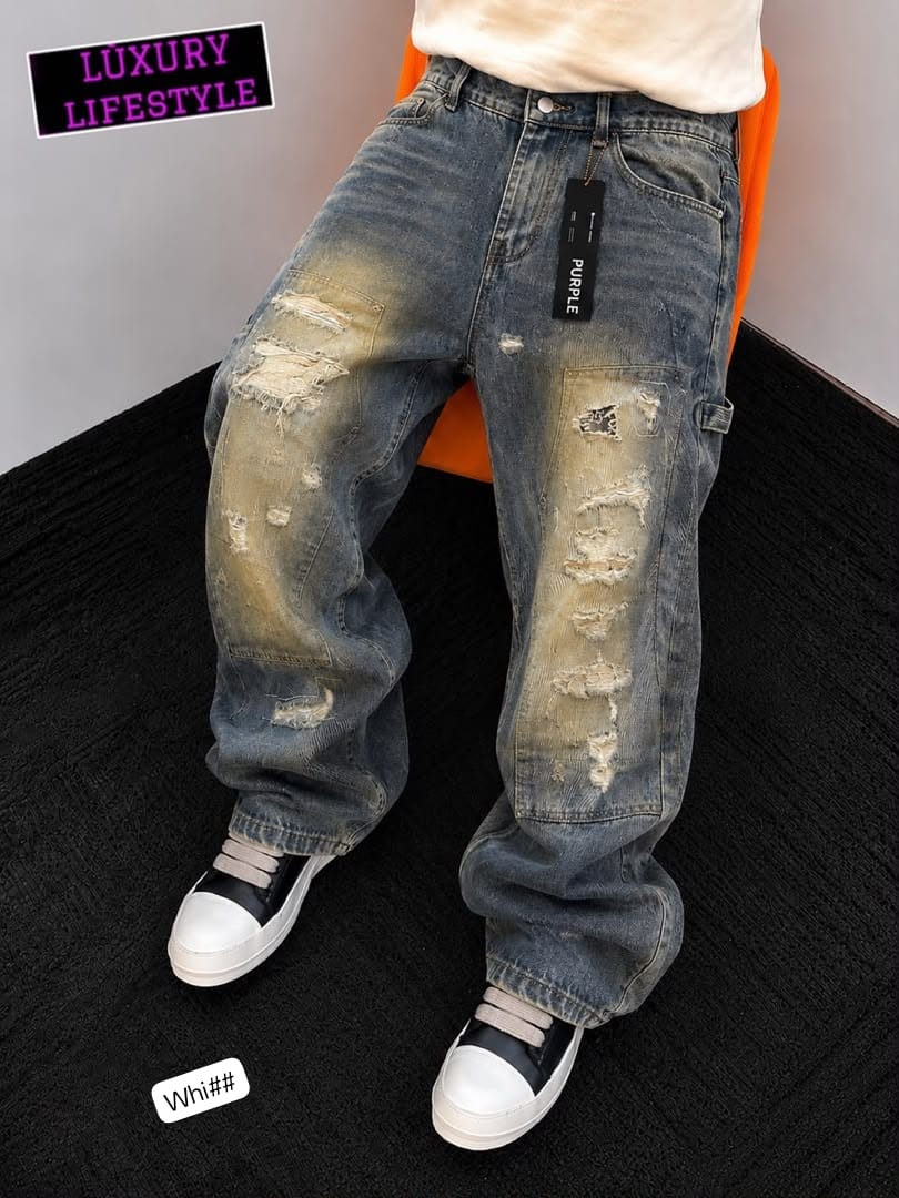 Premium Vintage Wash Heavily Distressed Carpenter Jeans