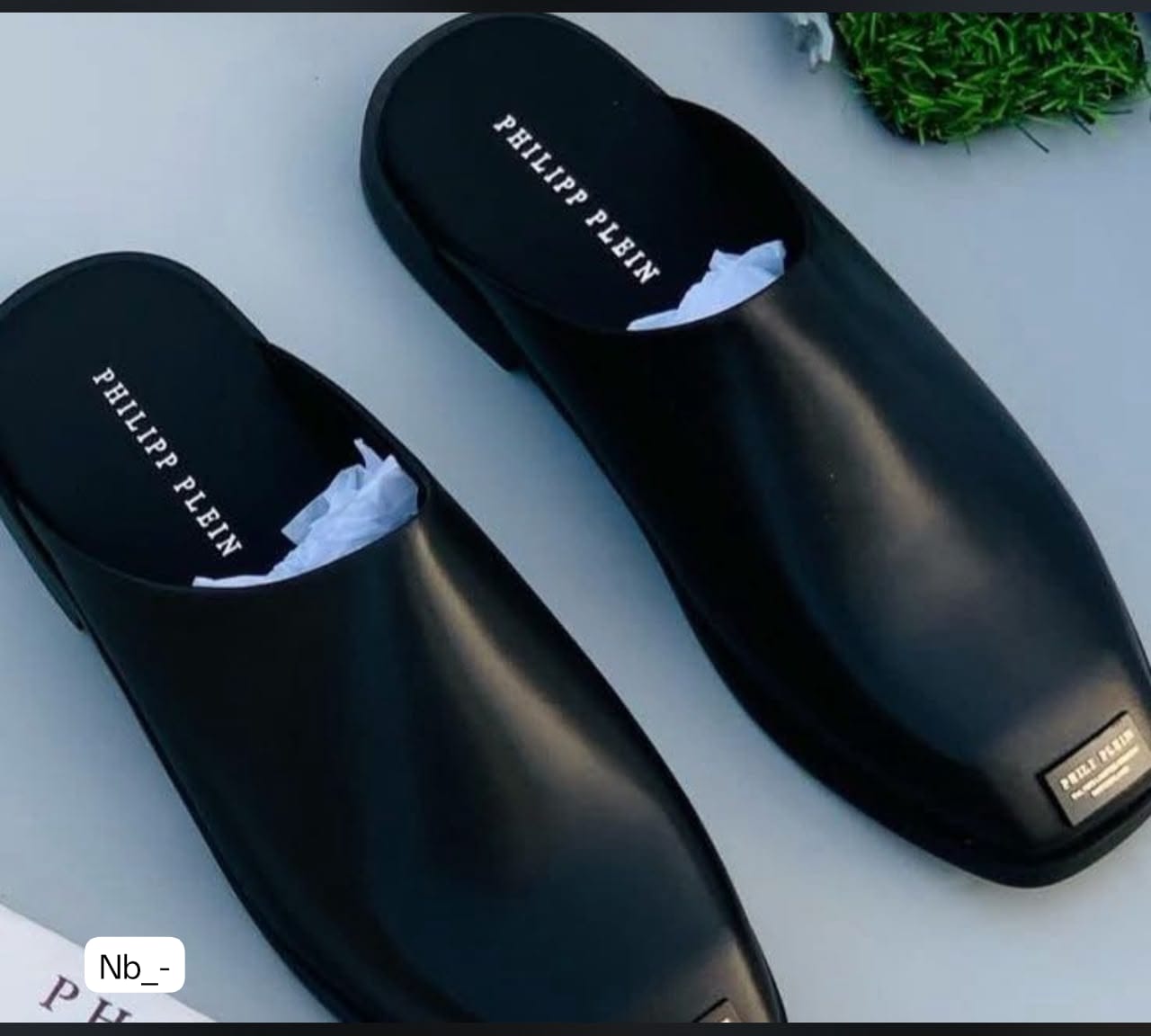 Philipp Plein Men's Premium Matte Black Luxury Mules