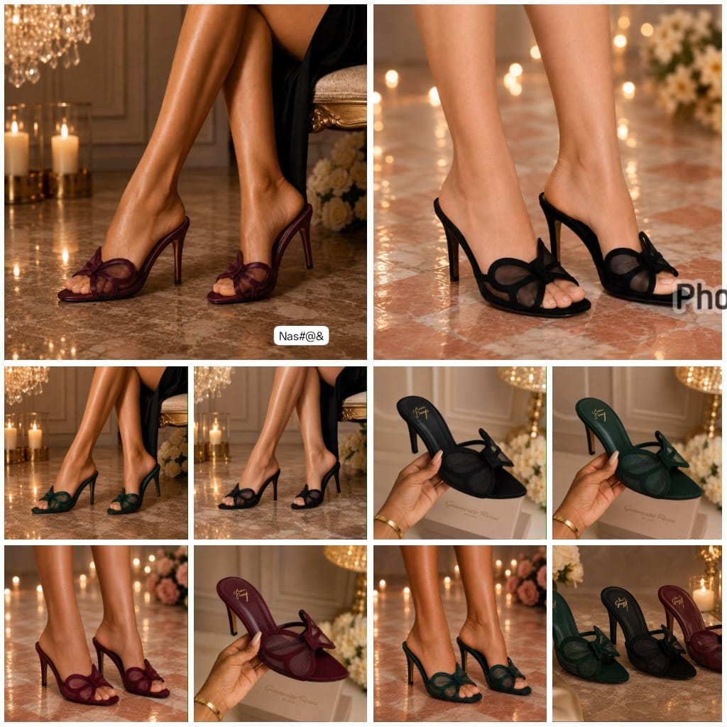 Premium Women’s Butterfly Mesh Heeled Mules