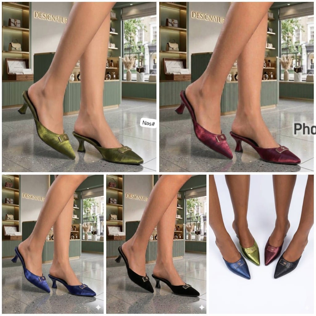 Premium Women’s Shimmer Satin Pointed-Toe Mules