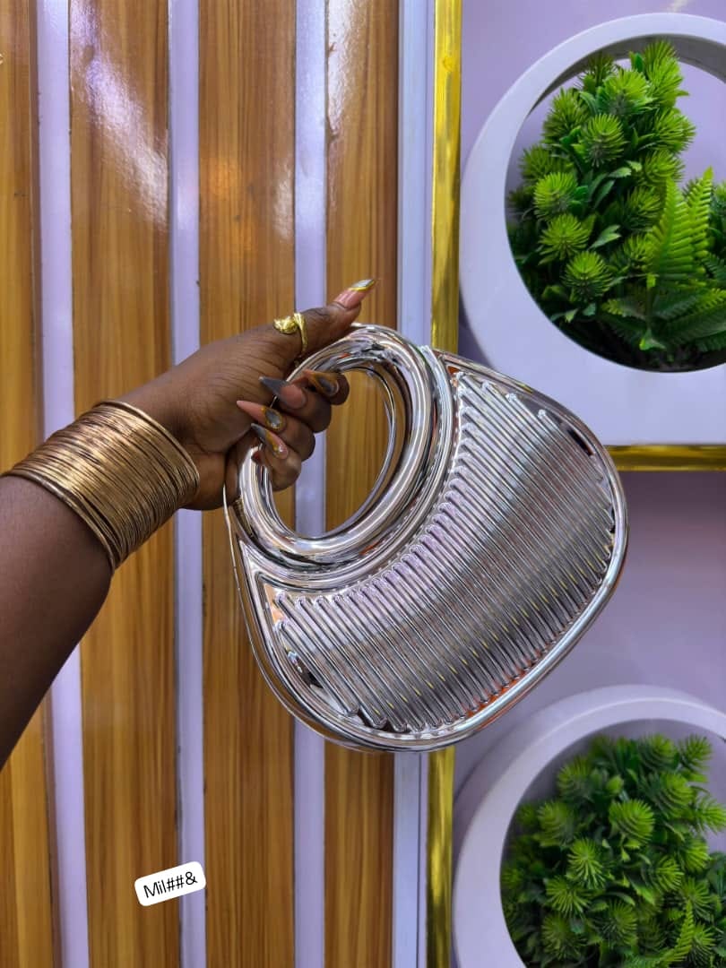 Sculptural Top-Handle Evening Clutch with High-Shine Finish
