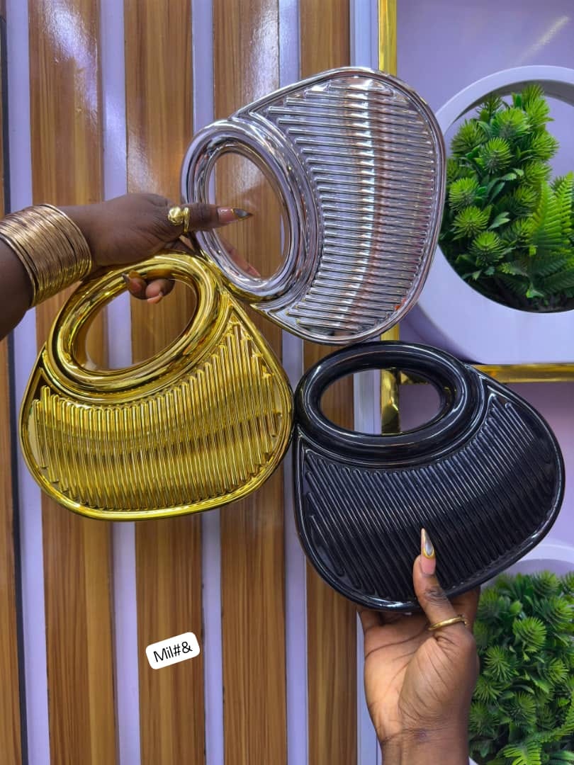 Sculptural Top-Handle Evening Clutch with High-Shine Finish - Image 2