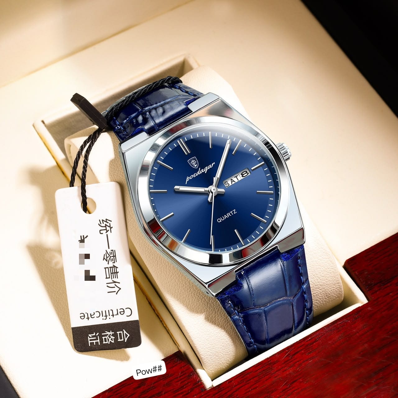 Poedagar Luxury Men's Quartz Dress Watch – Premium Angular Silver Stainless Steel