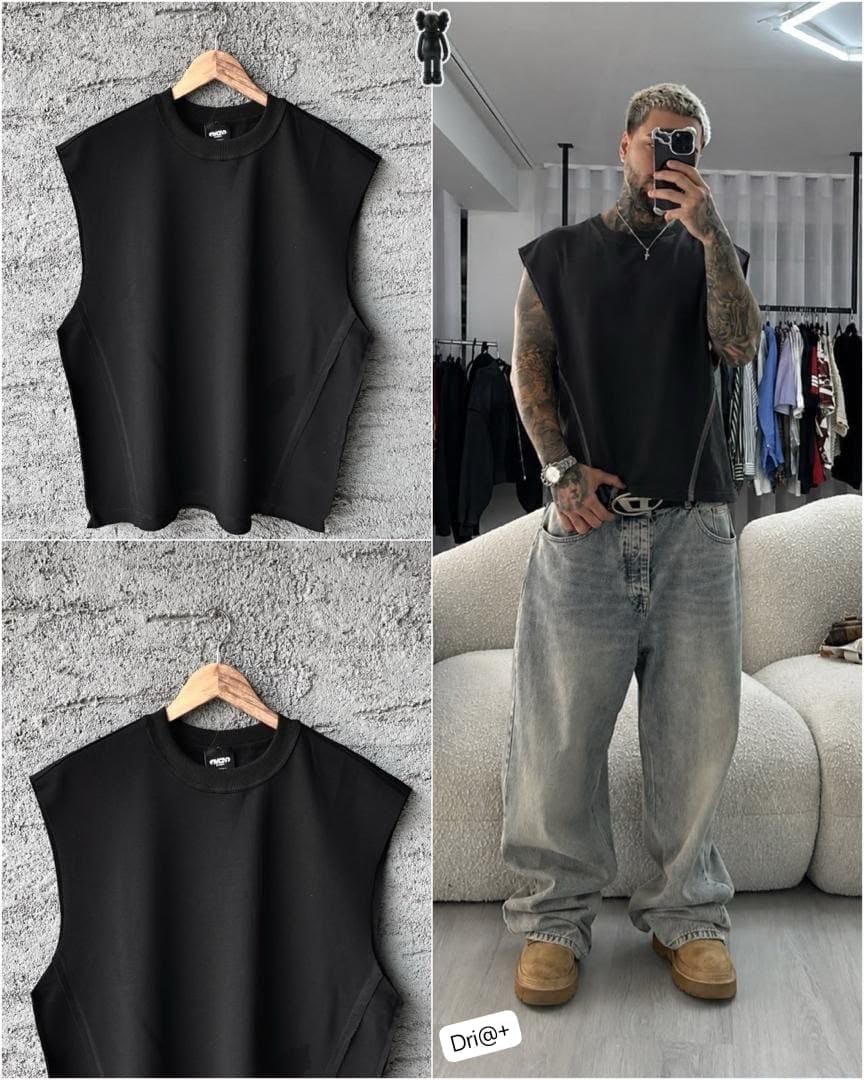 Premium Men’s Heavyweight Sleeveless Muscle Tee - Midnight Black