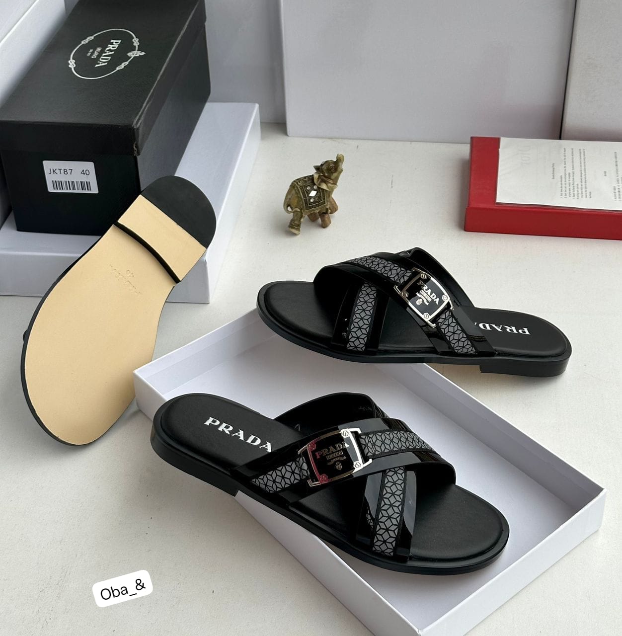 Prada Luxury Men’s Cross-Strap Sandals