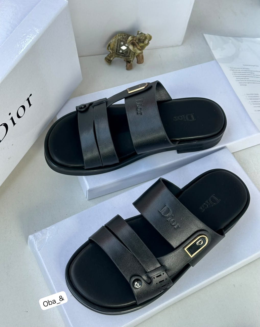 Dior Luxury Men’s Dual-Strap Leather Sandals