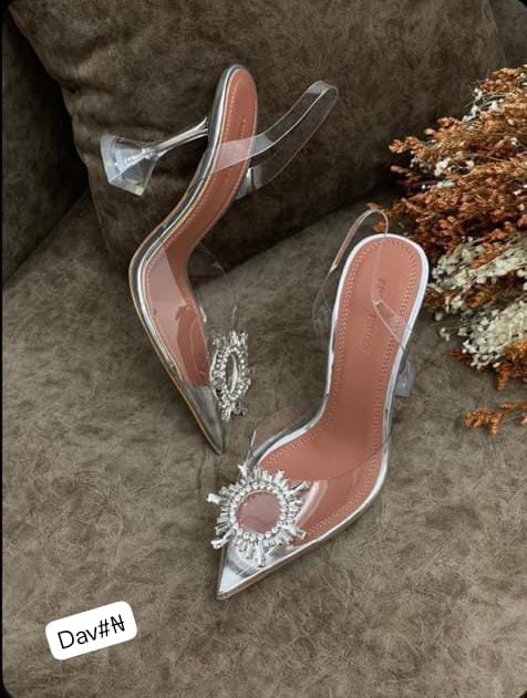 Amina Muaddi Women's Luxury Crystal-Sun Clear Slingback Pumps - Image 2