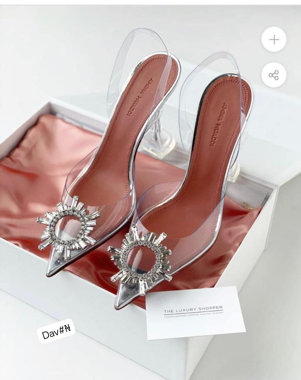Amina Muaddi Women's Luxury Crystal-Sun Clear Slingback Pumps