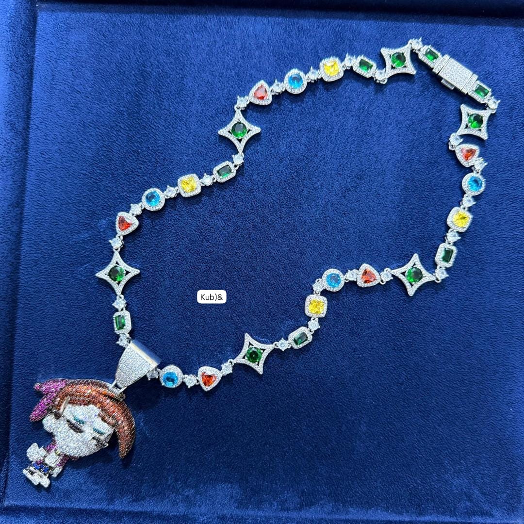 Premium Iced-Out Multi-Color Gemstone Statement Necklace
