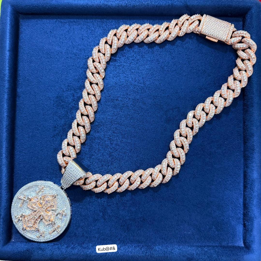 Premium Iced-Out Two-Tone Cuban Link Statement Necklace