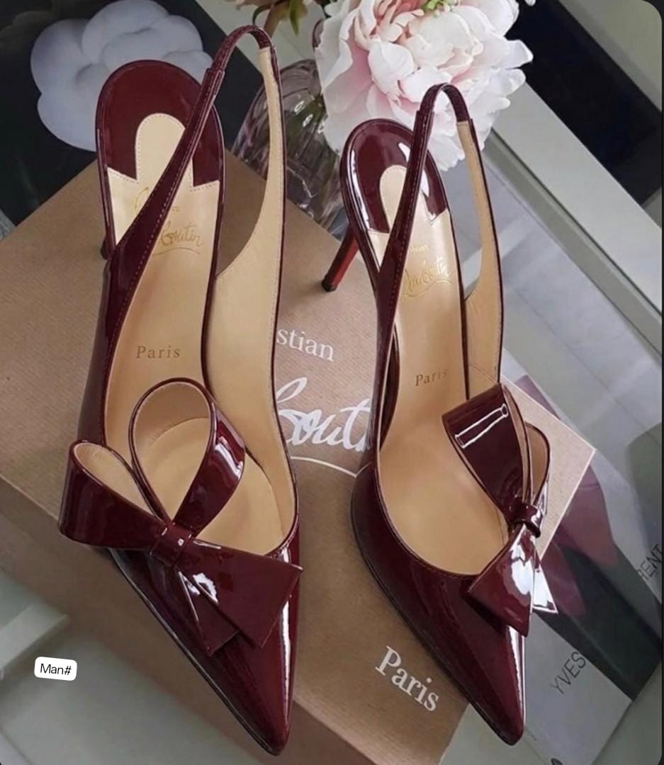 Christian Louboutin Patent Leather Bow Slingback Pumps