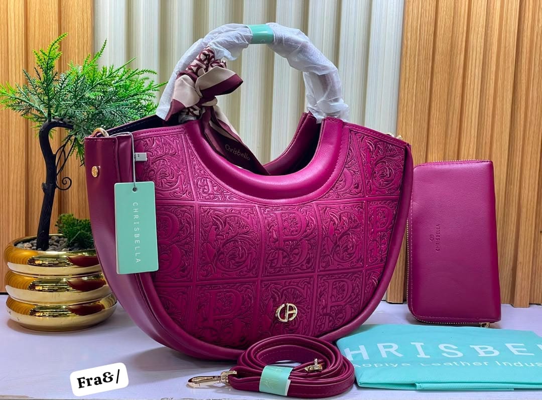 Luxury Curved Top-Handle Satchel with Intricate Damask Detailing