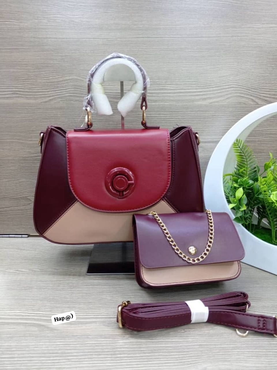 Premium Pebbled Leather Top-Handle Satchel 2-Piece Set