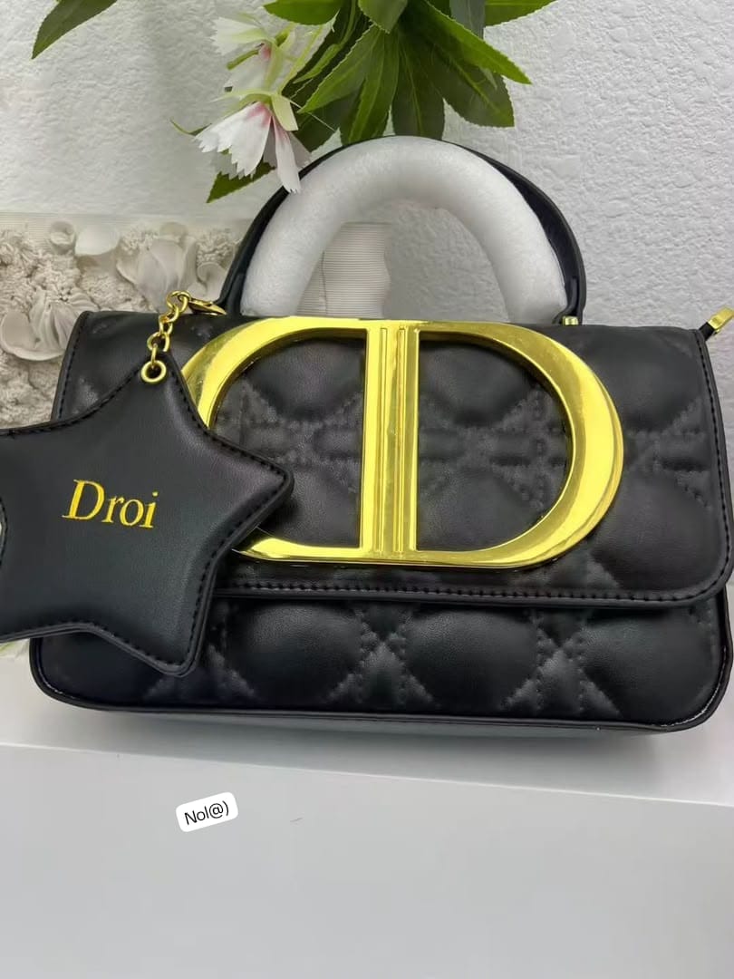 Elegant Top-Handle Purse with Oversized Gold Metal Clasp - Image 2