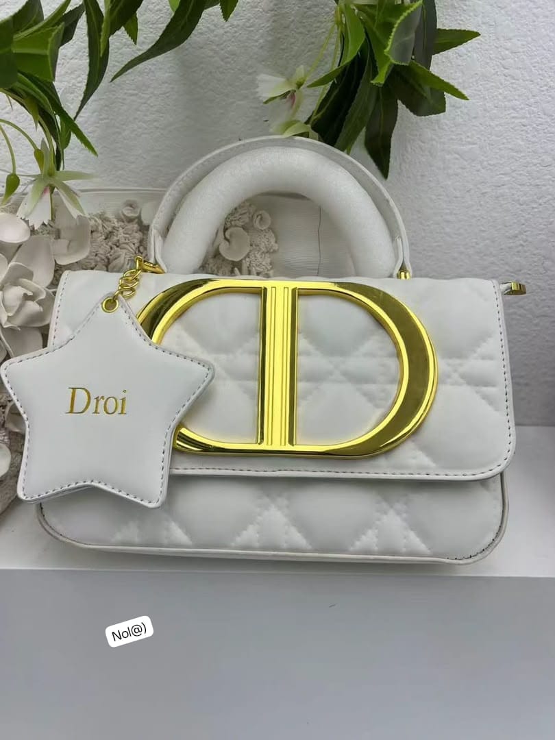 Elegant Top-Handle Purse with Oversized Gold Metal Clasp