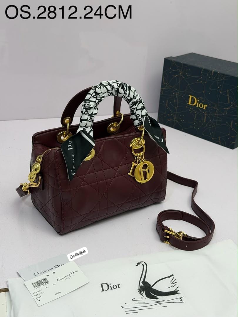 Premium Cannage Quilted Leather Boston Bag