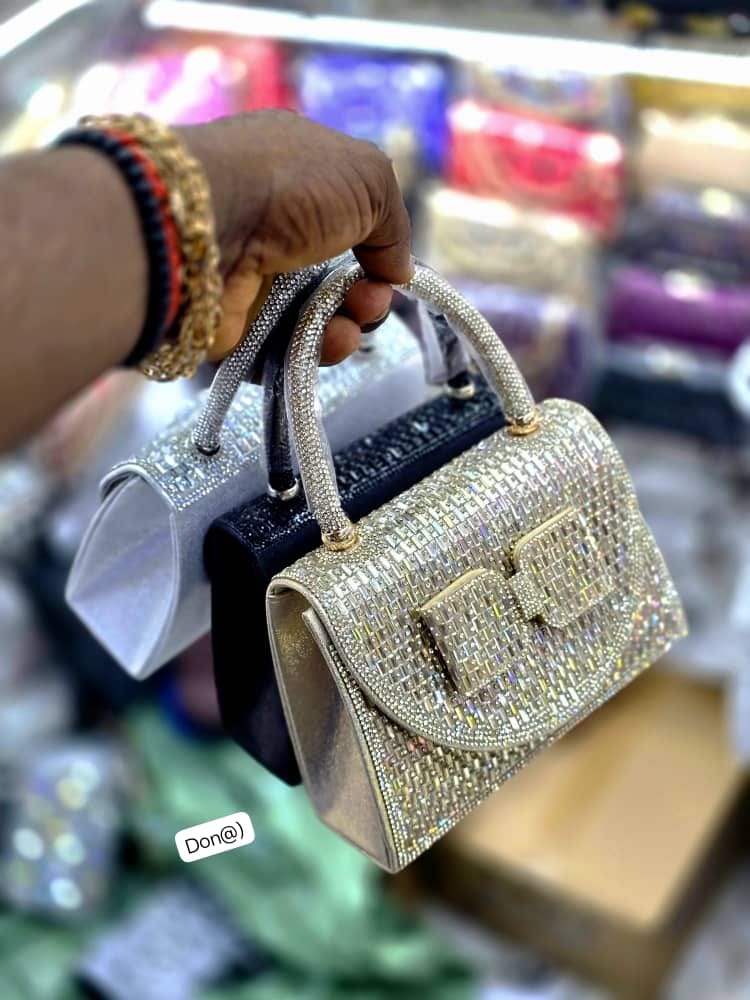 Premium Crystal-Embellished Mini Satchel Bag