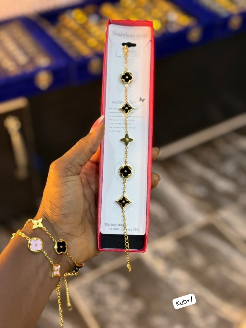 Premium Stainless Steel Gold Monogram Station Bracelet