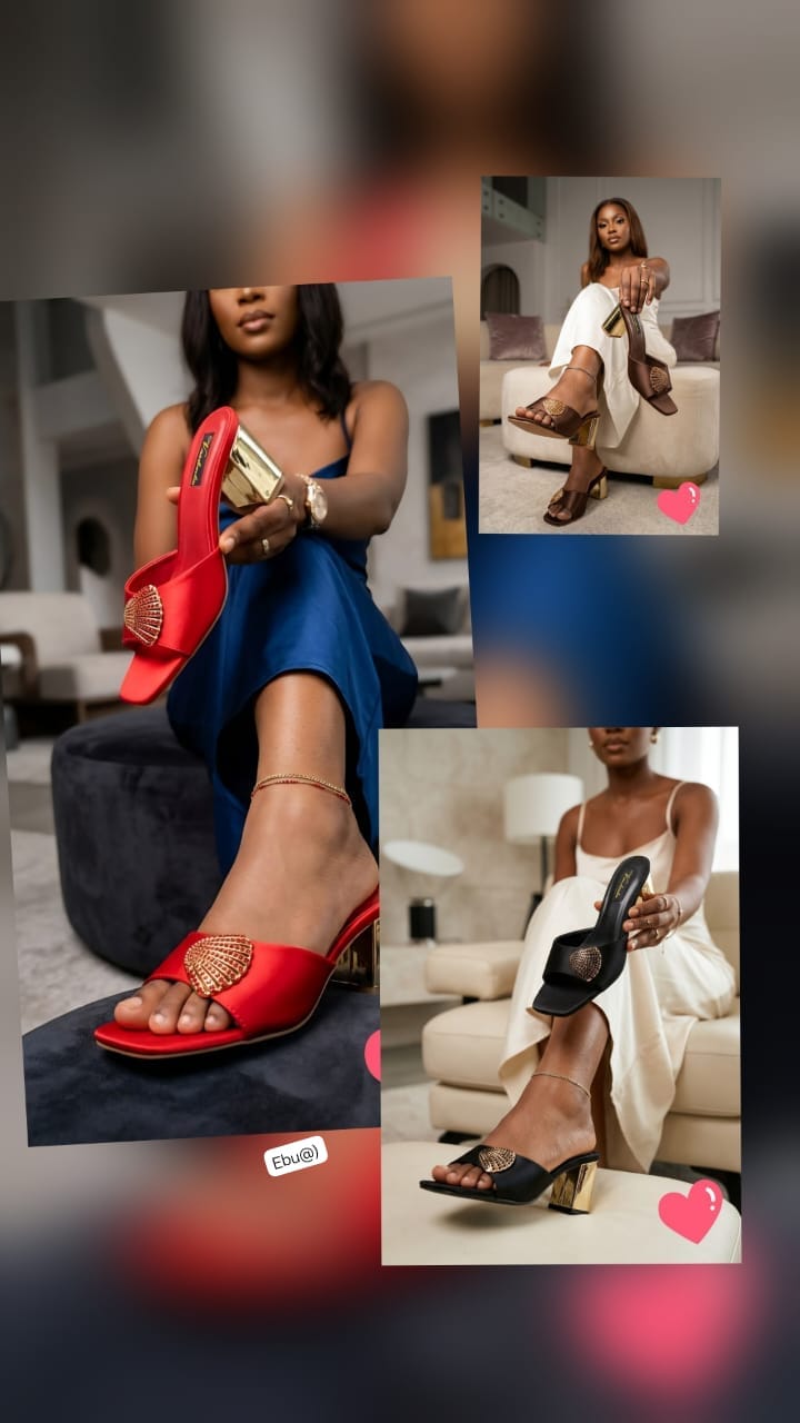 Luxury Gold Metallic Mid-Heel Sandals with Rhinestone Seashell Brooch - Image 2