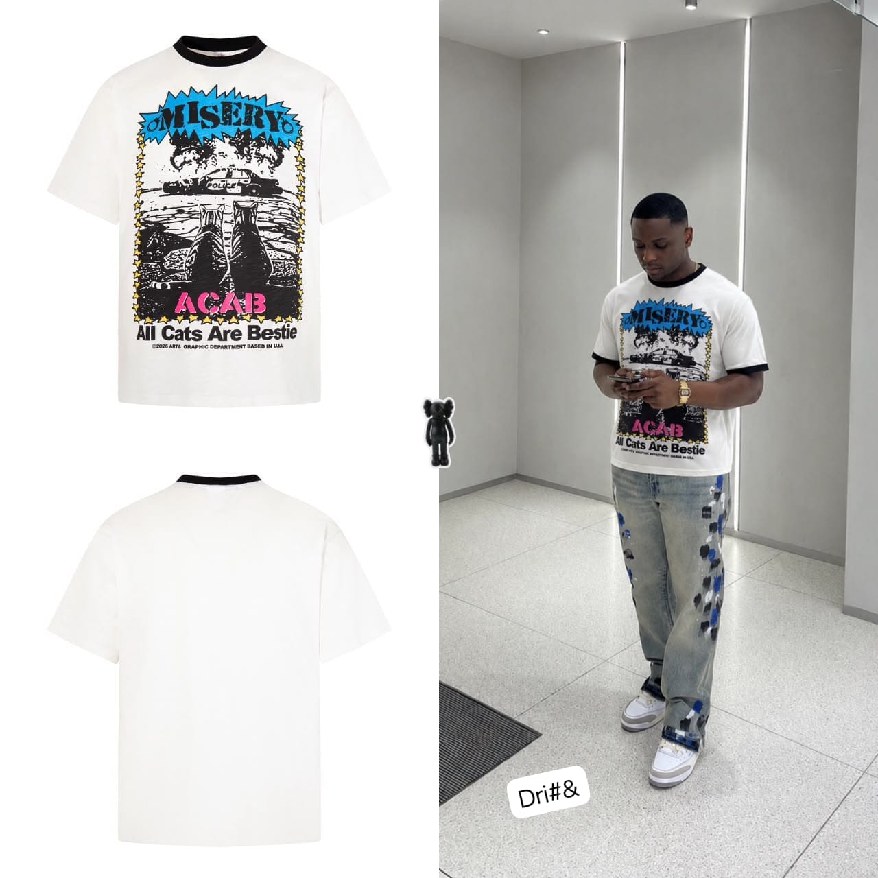 Men's Premium Misery "All Cats Are Bestie" Graphic Ringer Tee