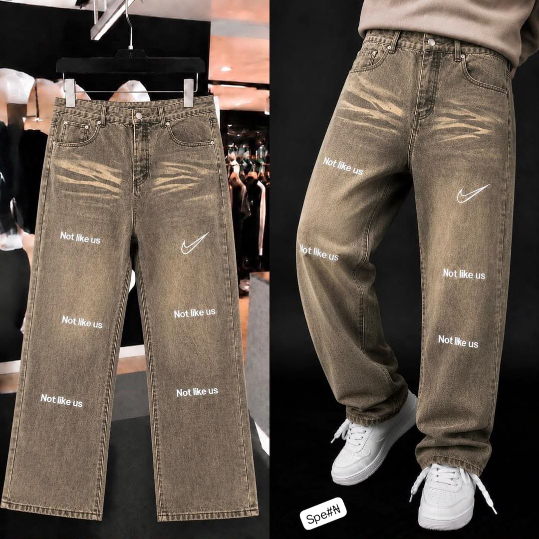 Premium "Not Like Us" Graphic Sand-Wash Baggy Jeans