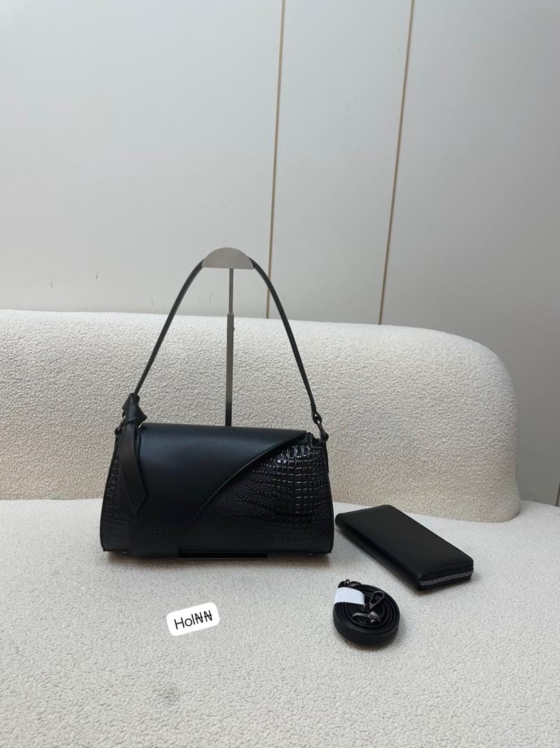 PEDRA Women's Premium Asymmetric Croc-Embossed Shoulder Bag - Image 2