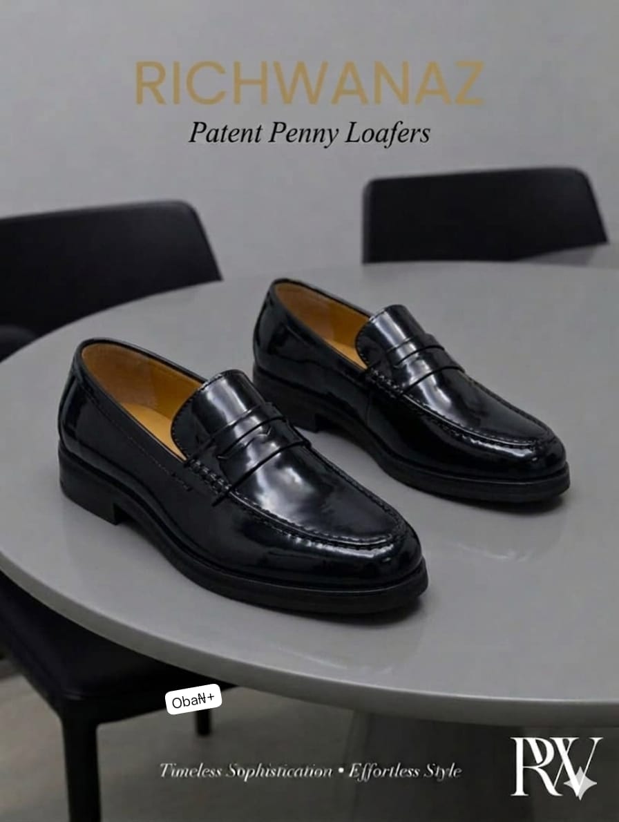 Premium High-Shine Slip-On Dress Shoes with Cushioned Leather Lining
