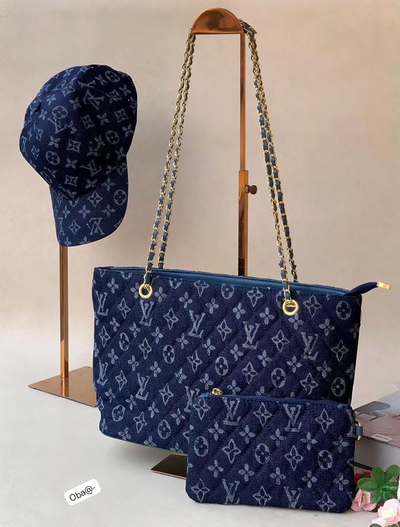 Women's Luxury 3-Piece Monogram Quilted Denim Set