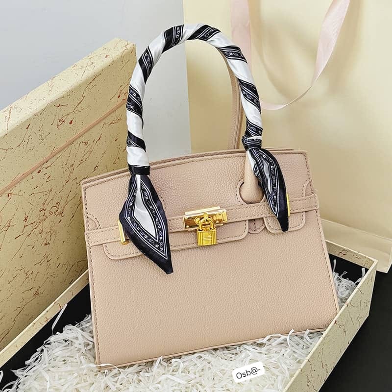 Women's Luxury Structured Pebbled Top-Handle Satchel Bag - Image 2