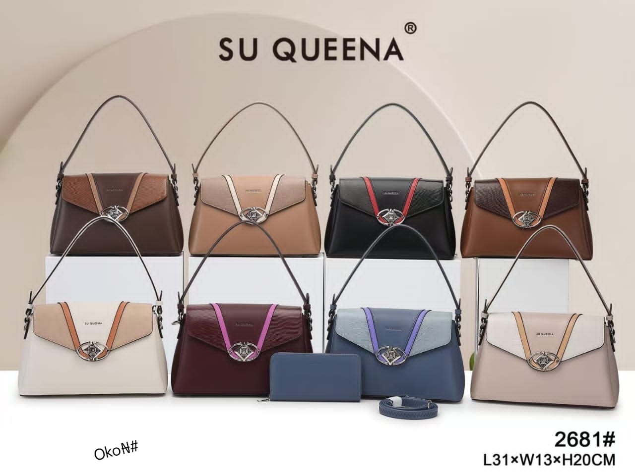 SU QUEENA Women's Premium Textured Leather Shoulder Bag & Wallet Set - Image 4