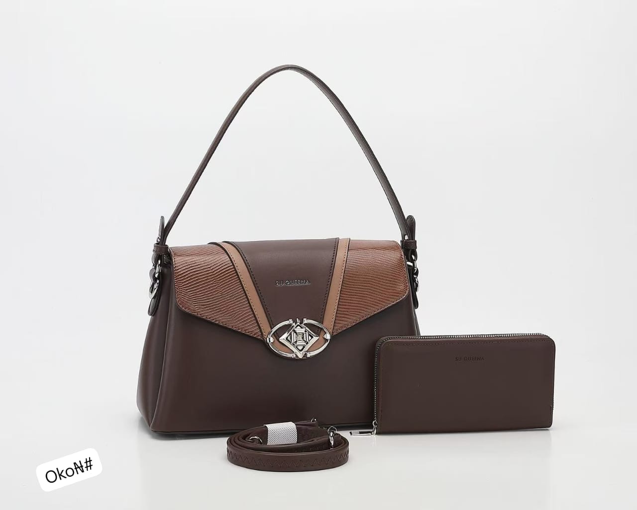 SU QUEENA Women's Premium Textured Leather Shoulder Bag & Wallet Set - Image 3