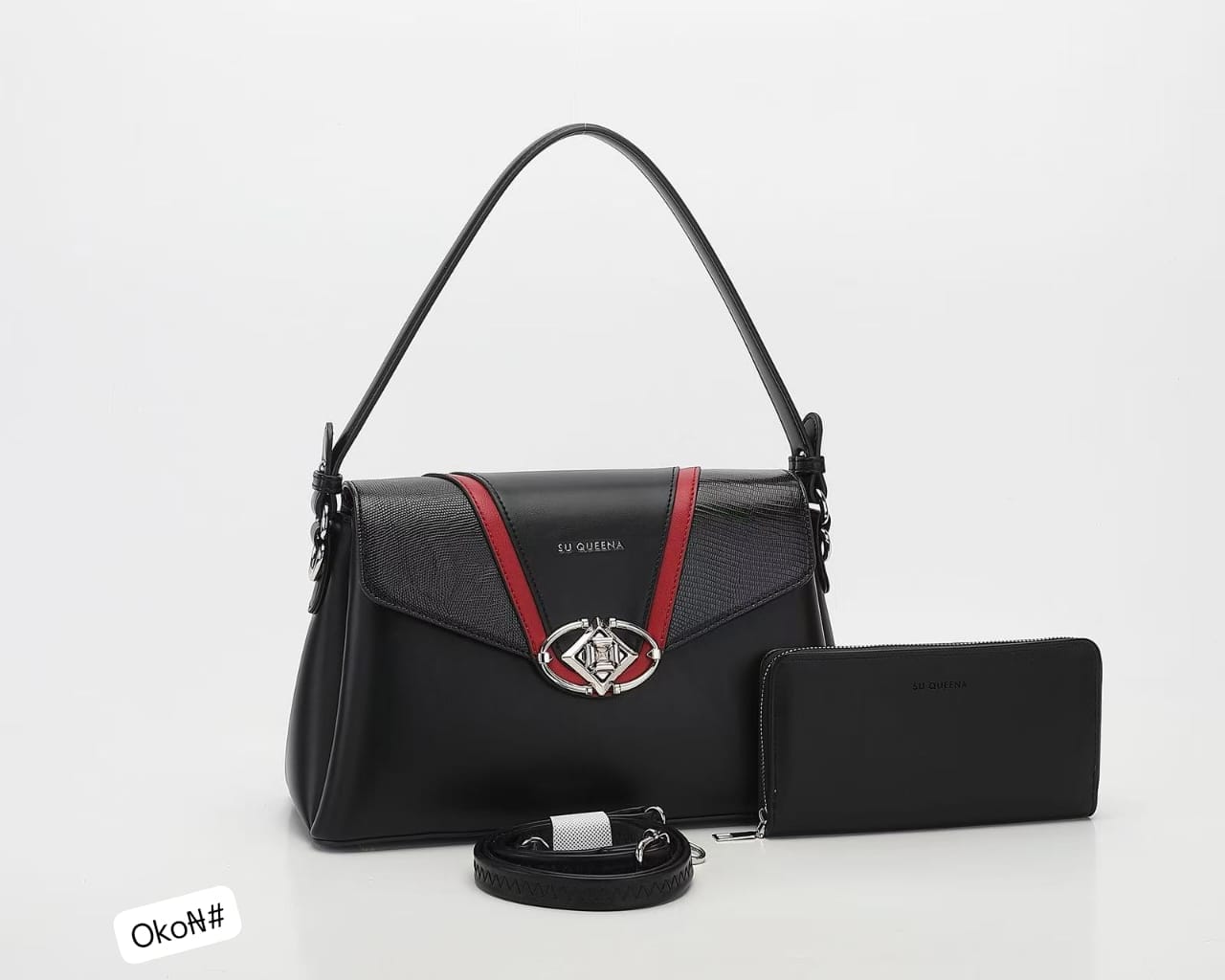 SU QUEENA Women's Premium Textured Leather Shoulder Bag & Wallet Set - Image 2