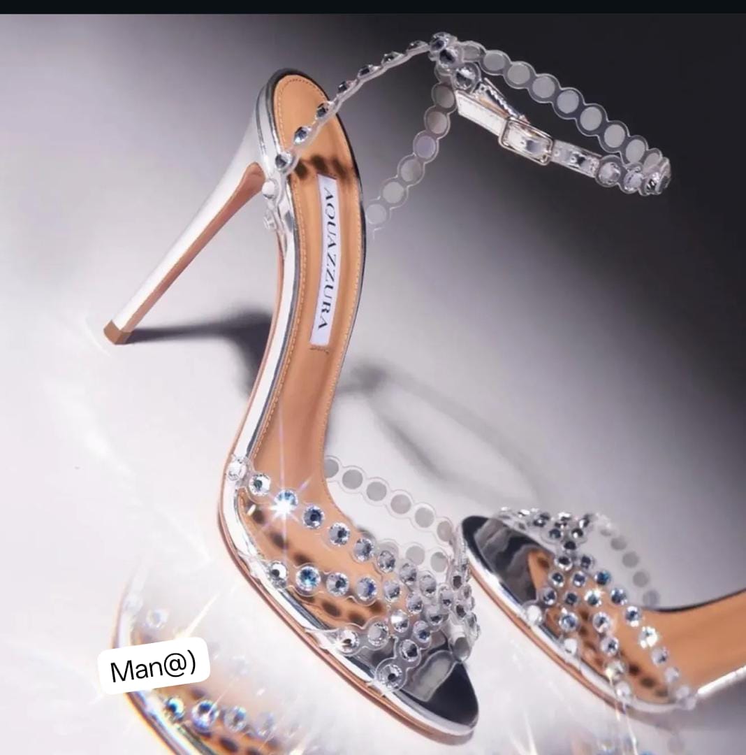 Aquazzura Women's Premium Tequila Crystal Metallic Heels