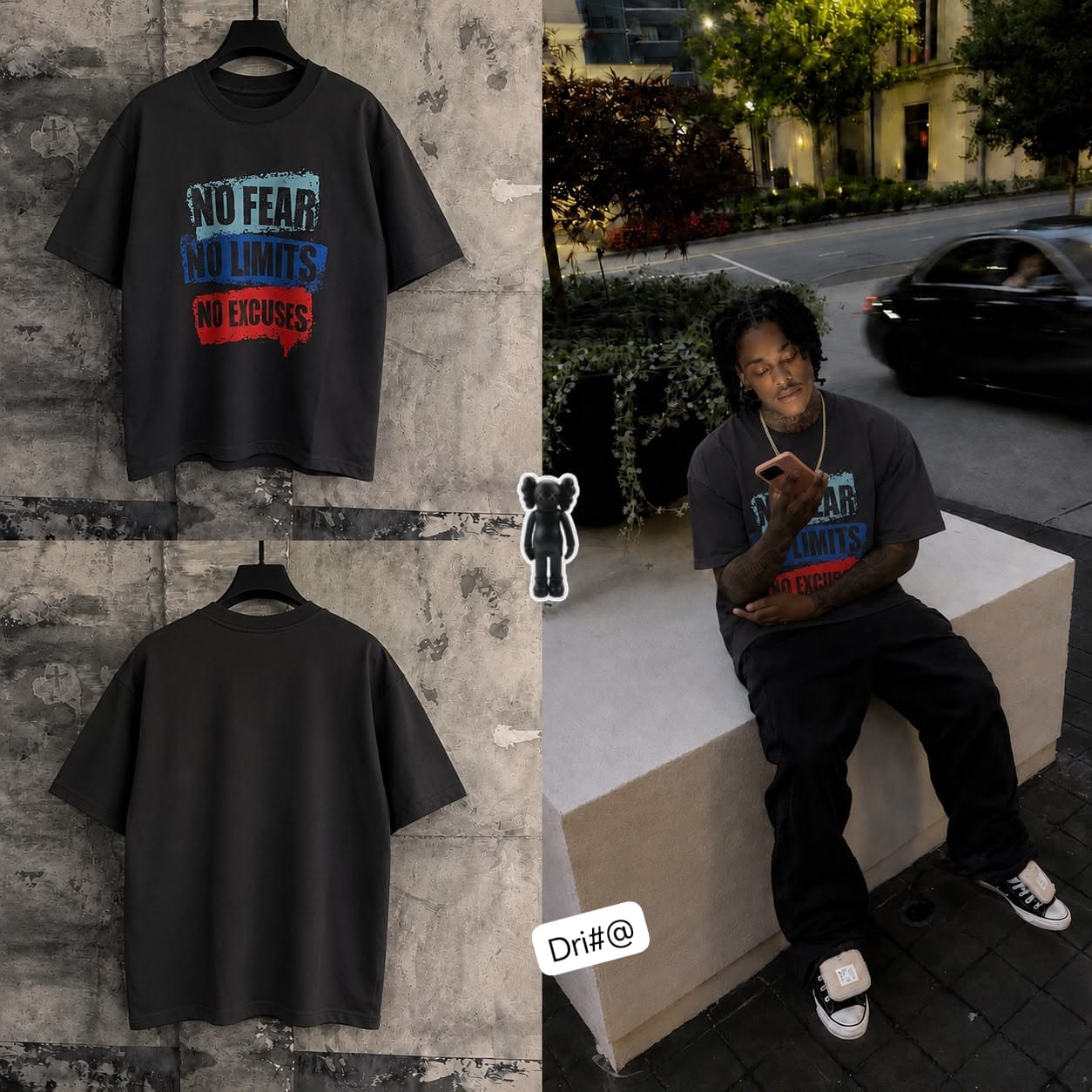 Men’s Washed Black Graphic Oversized T-Shirt